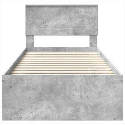 Bedframe met hoofdeinde Concerte Grijs 75 x 190 cm Bewerkt hout