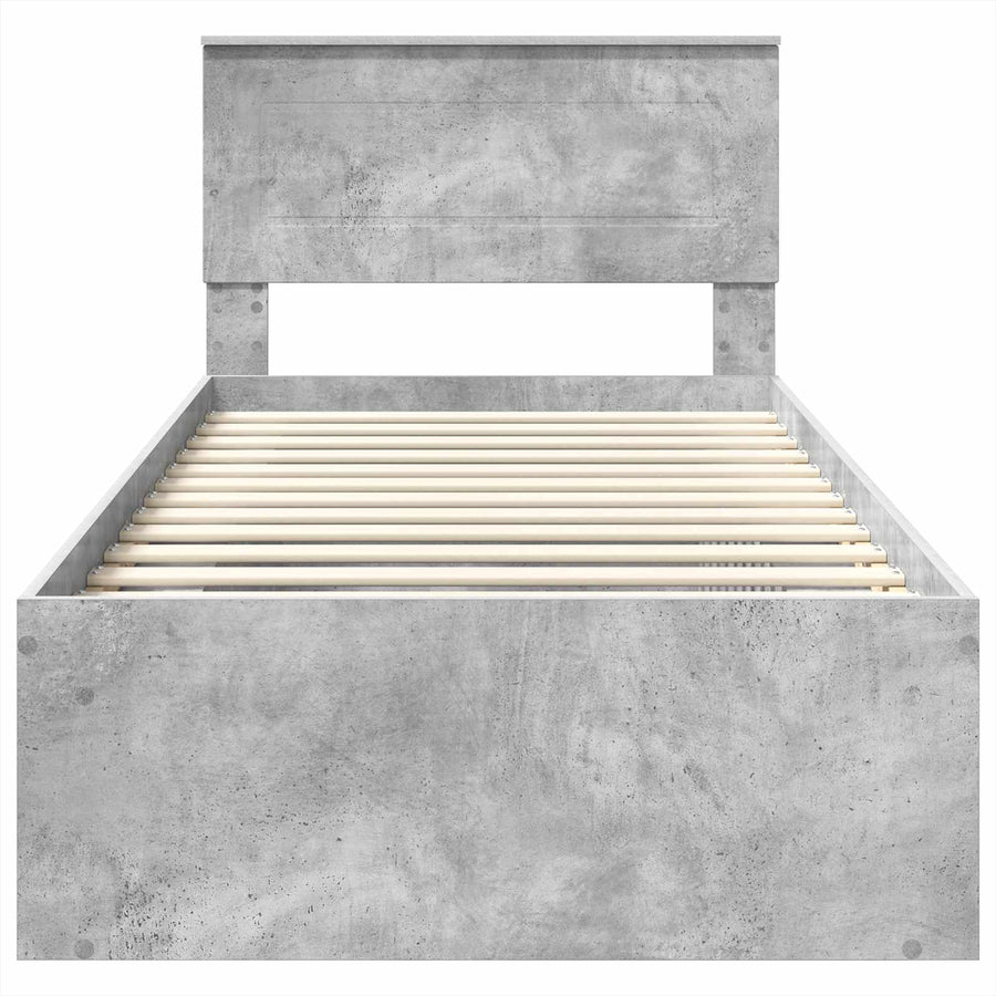 Bedframe met hoofdeinde Concerte Grijs 75 x 190 cm Bewerkt hout