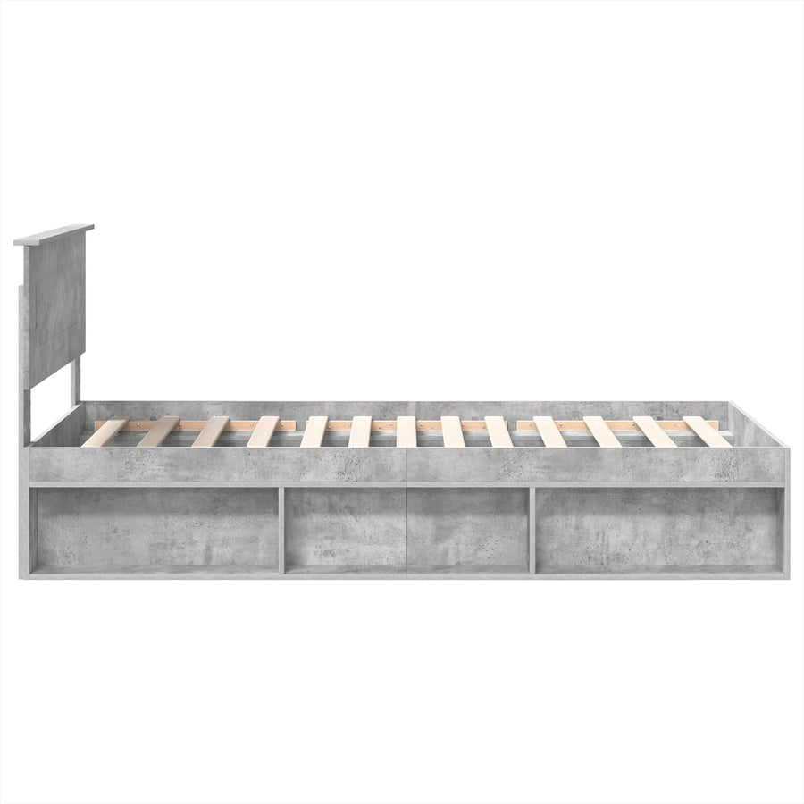 Bedframe met hoofdeinde Concerte Grijs 75 x 190 cm Bewerkt hout