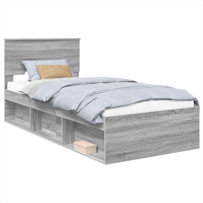 Bedframe met hoofdeinde Grijs Sonoma 75 x 190 cm Bewerkt hout