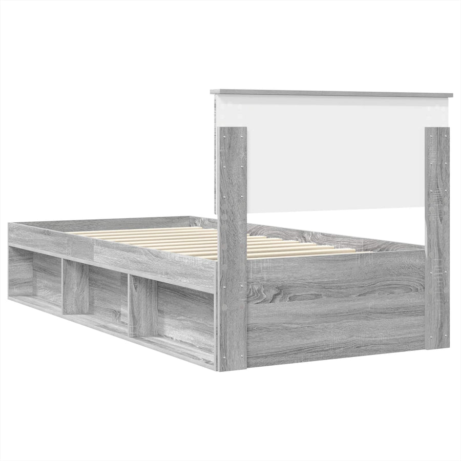 Bedframe met hoofdeinde Grijs Sonoma 75 x 190 cm Bewerkt hout