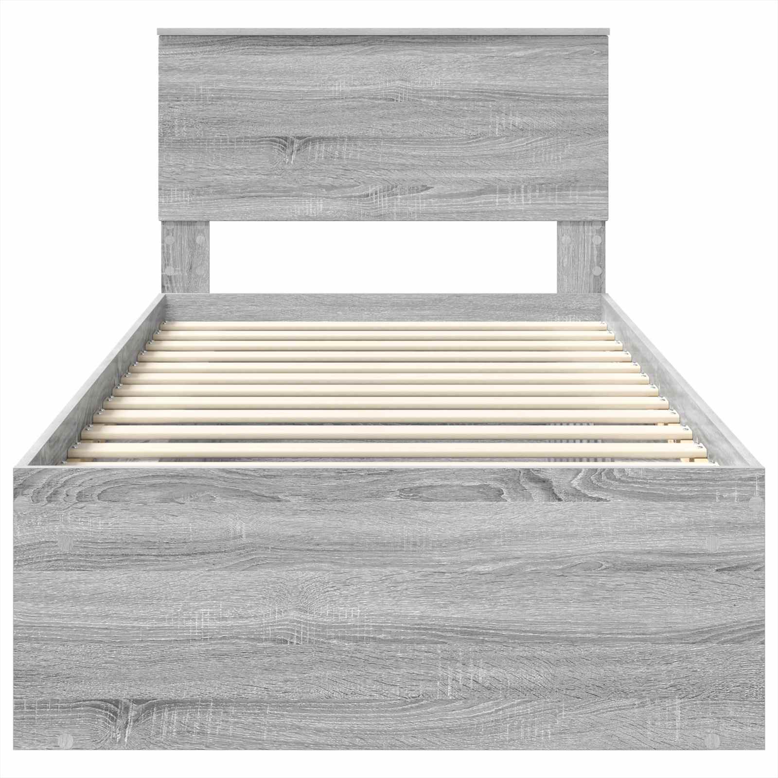 Bedframe met hoofdeinde Grijs Sonoma 75 x 190 cm Bewerkt hout