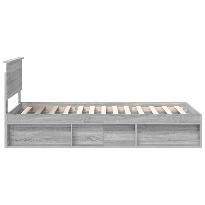 Bedframe met hoofdeinde Grijs Sonoma 75 x 190 cm Bewerkt hout