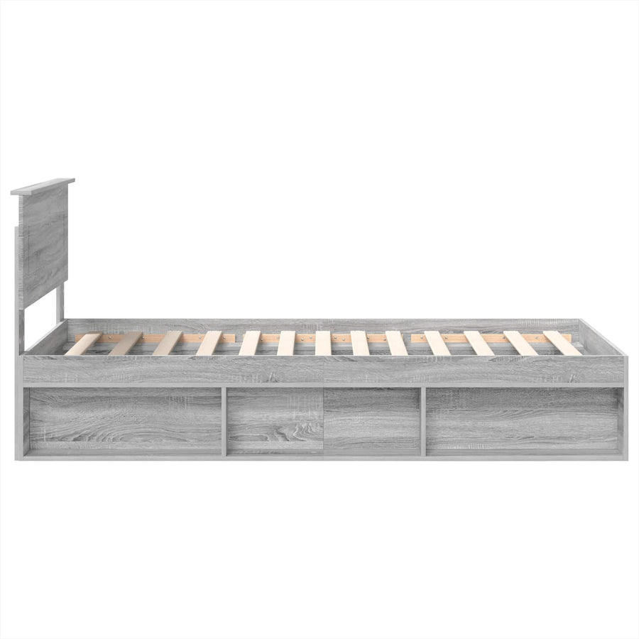 Bedframe met hoofdeinde Grijs Sonoma 75 x 190 cm Bewerkt hout
