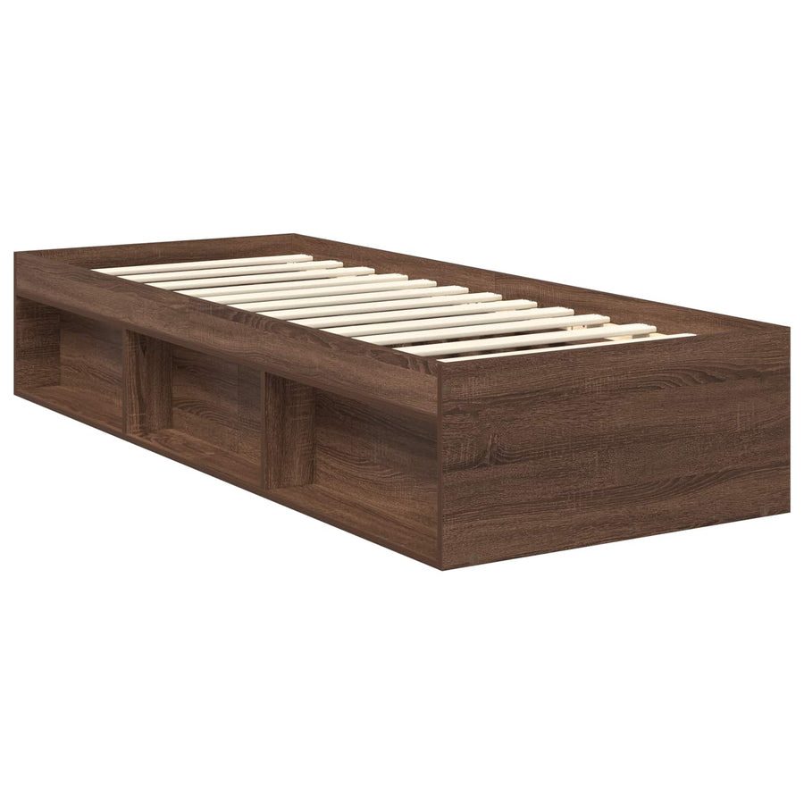 Bedframe met hoofdeinde Bruin Eiken 75 x 190 cm Bewerkt hout