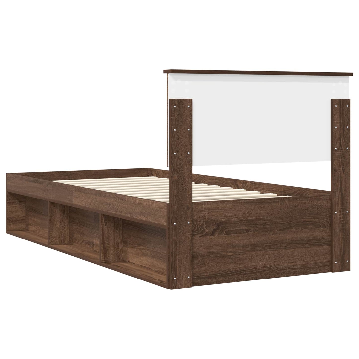 Bedframe met hoofdeinde Bruin Eiken 75 x 190 cm Bewerkt hout