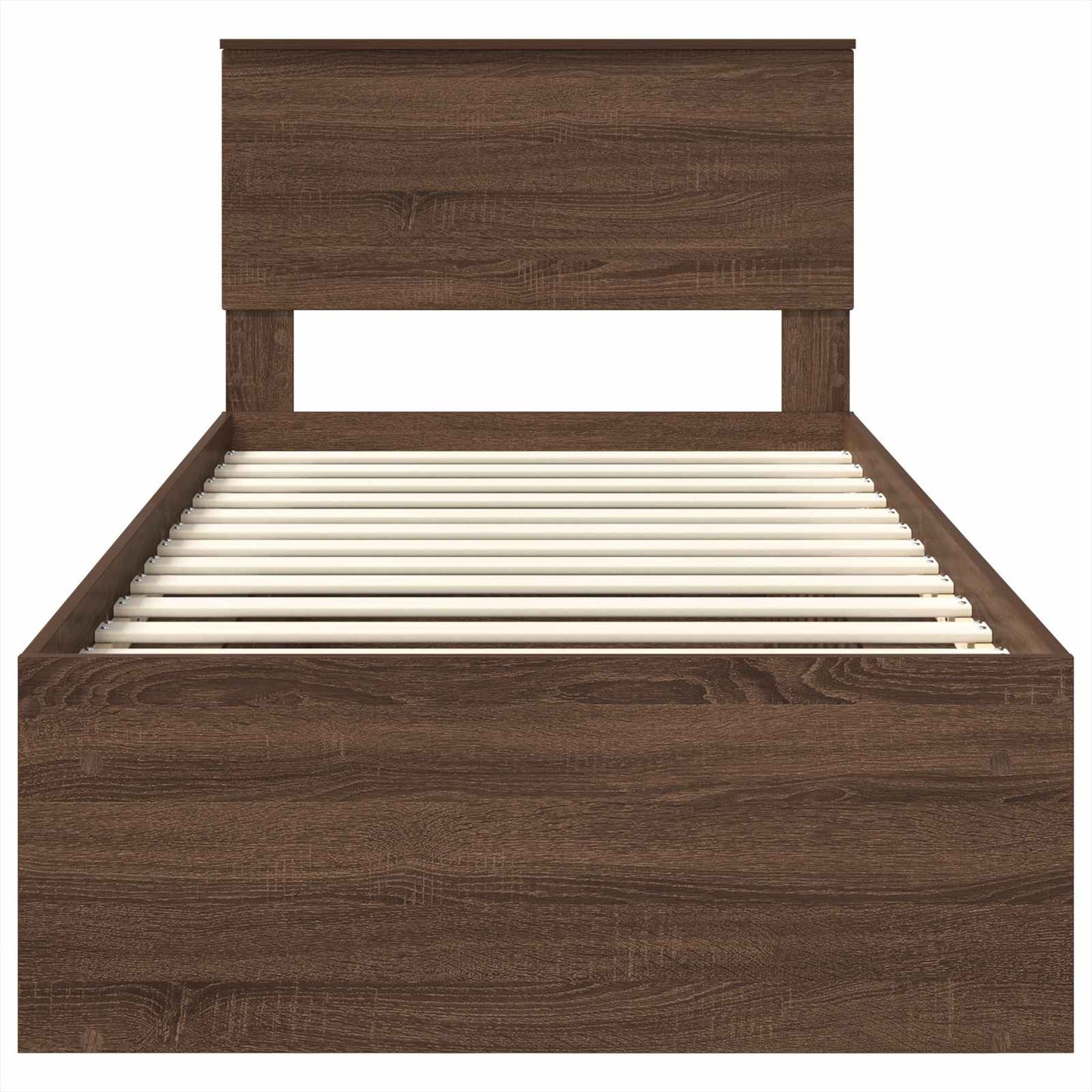 Bedframe met hoofdeinde Bruin Eiken 75 x 190 cm Bewerkt hout