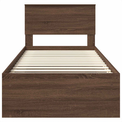 Bedframe met hoofdeinde Bruin Eiken 75 x 190 cm Bewerkt hout