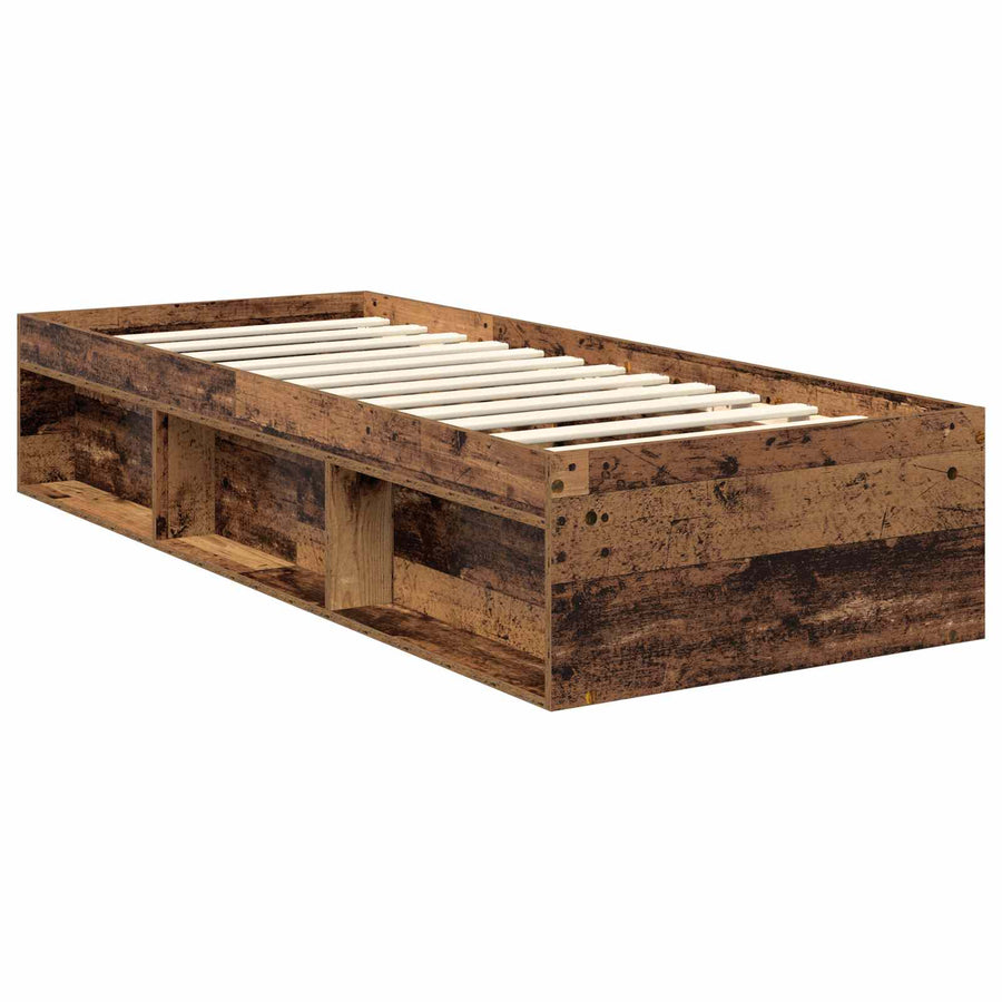 Bedframe Met Hoofdeinde Oudhout Bewerkt Hout Oud Hout 75 x 190 cm