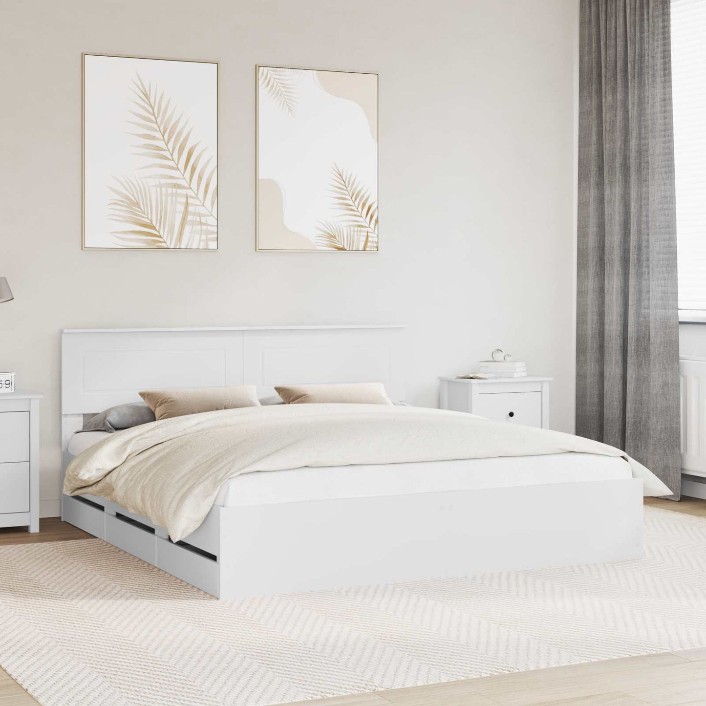 Bedframe met lade met opslag Wit 200 x 200 cm Ingenieurshout