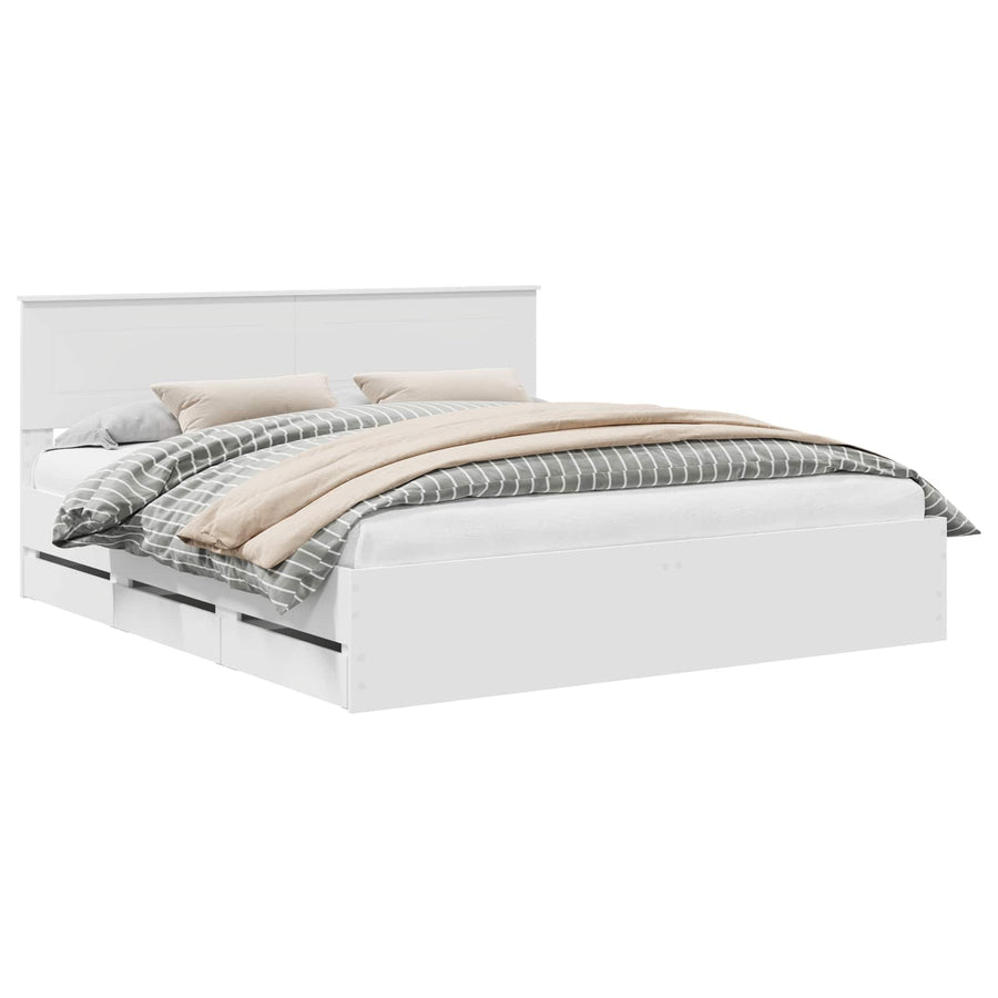Bedframe met lade met opslag Wit 200 x 200 cm Ingenieurshout