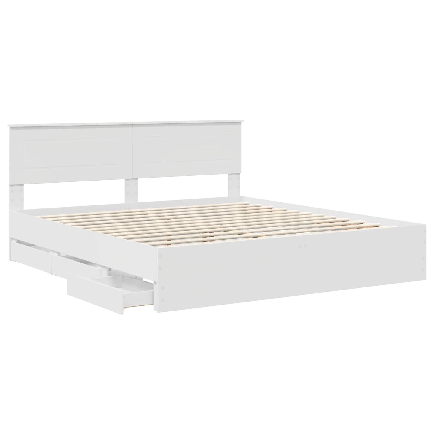 Bedframe met lade met opslag Wit 200 x 200 cm Ingenieurshout