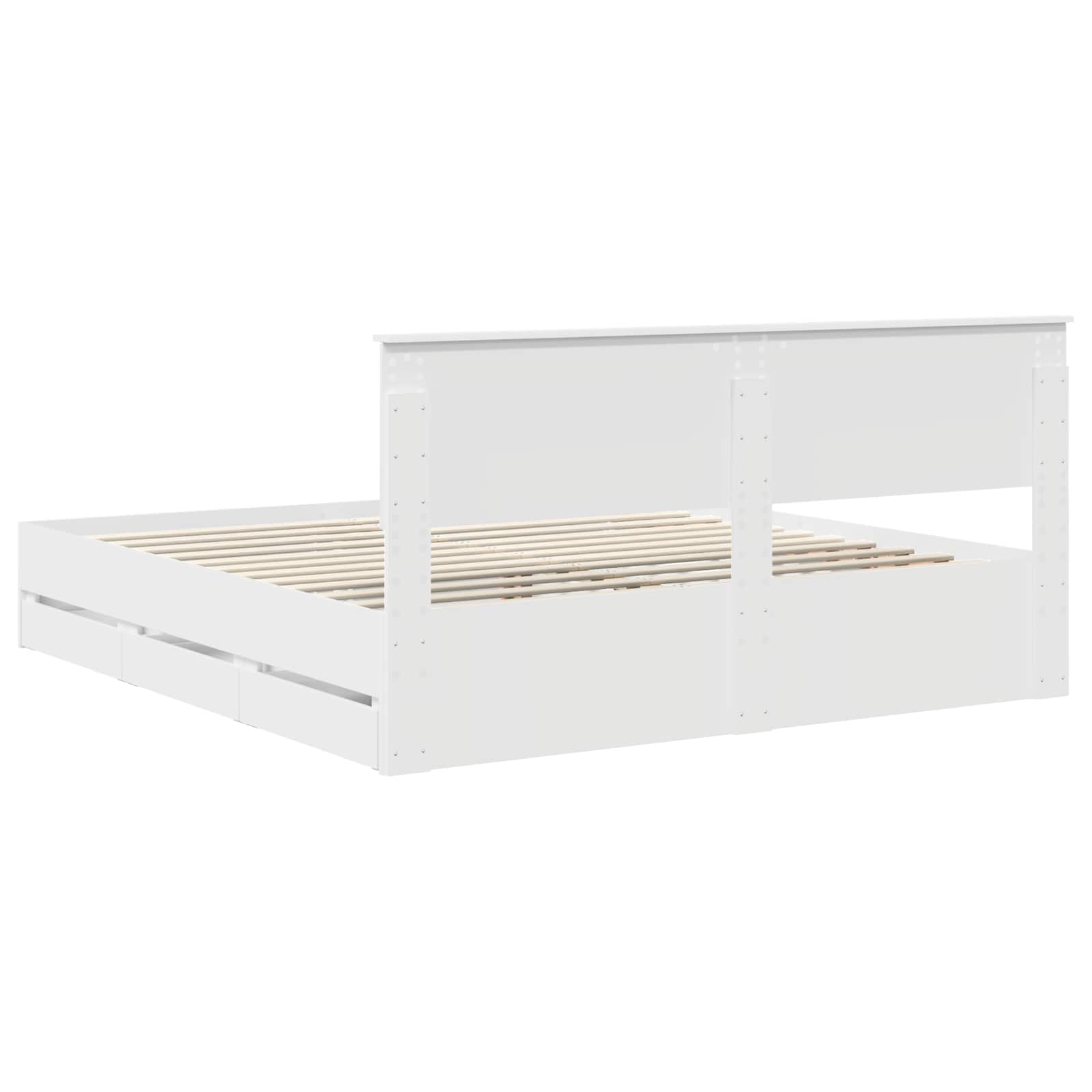 Bedframe met lade met opslag Wit 200 x 200 cm Ingenieurshout