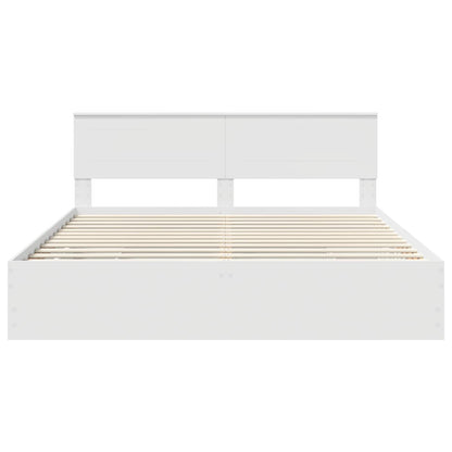 Bedframe met lade met opslag Wit 200 x 200 cm Ingenieurshout
