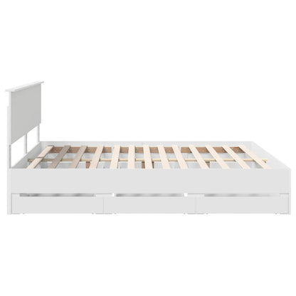Bedframe met lade met opslag Wit 200 x 200 cm Ingenieurshout