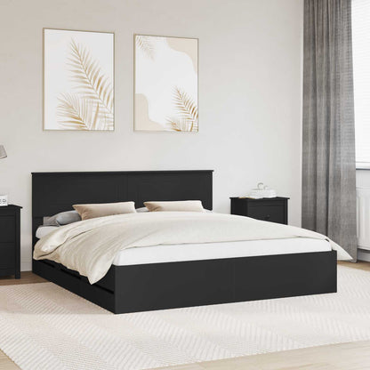 Bedframe met lade met opslag Zwart 200 x 200 cm Ingenieurshout