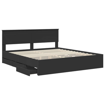 Bedframe met lade met opslag Zwart 200 x 200 cm Ingenieurshout