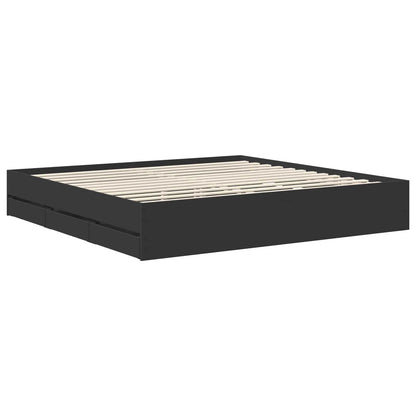 Bedframe met lade met opslag Zwart 200 x 200 cm Ingenieurshout
