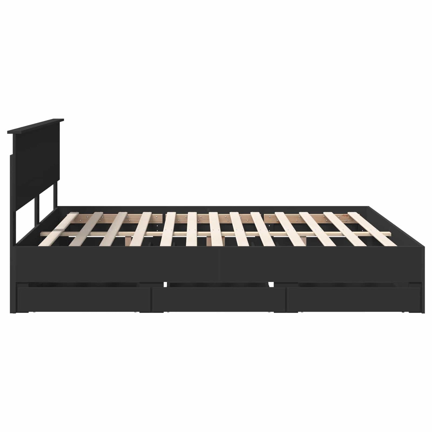 Bedframe met lade met opslag Zwart 200 x 200 cm Ingenieurshout