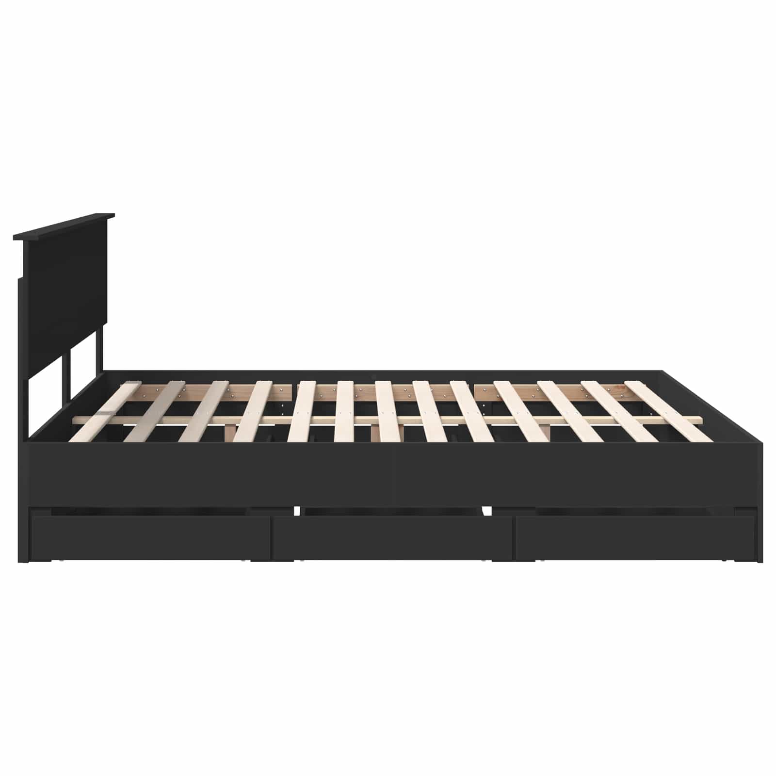 Bedframe met lade met opslag Zwart 200 x 200 cm Ingenieurshout