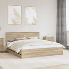 Bedframe 200x200 cm Sonoma eiken ingenieurshout met lade