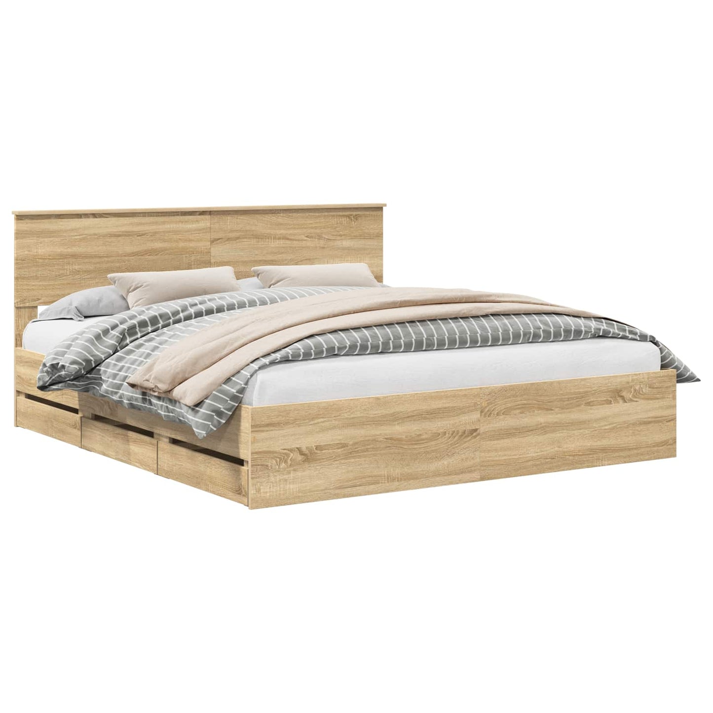 Bedframe met lade Sonoma Eiken 200 x 200 cm Ingenieurshout