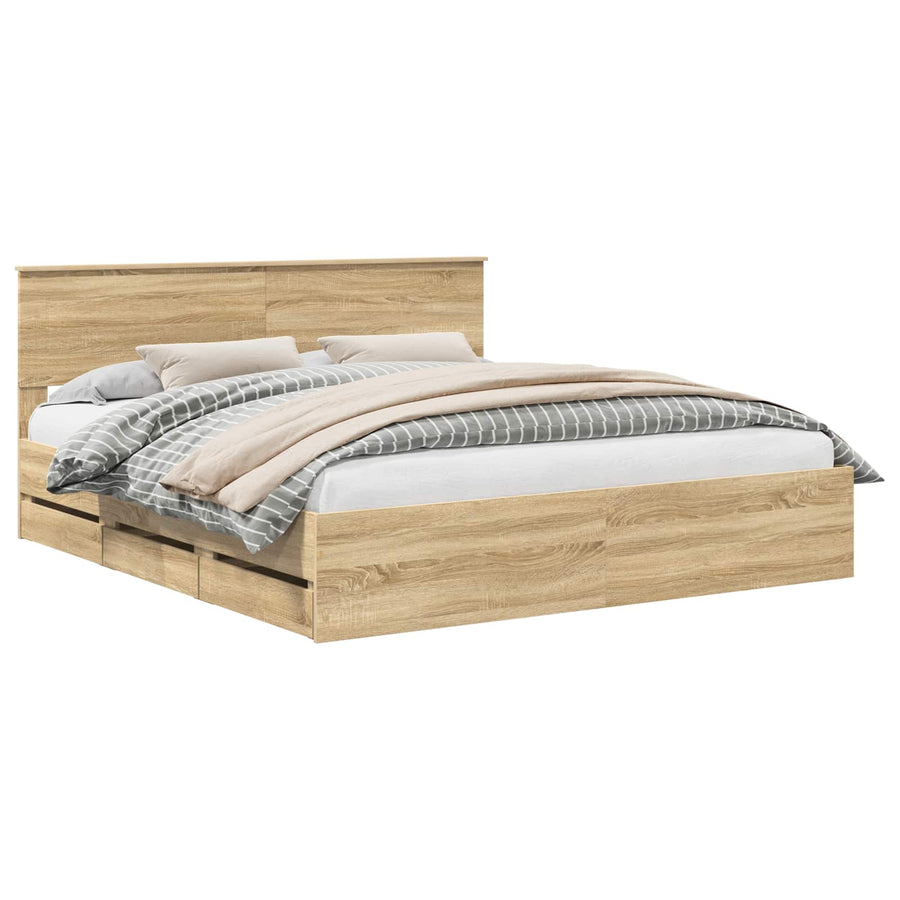 Bedframe met lade Sonoma Eiken 200 x 200 cm Ingenieurshout