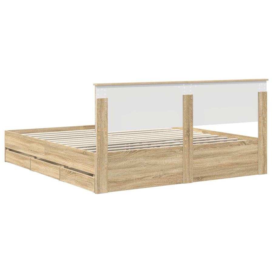 Bedframe met lade Sonoma Eiken 200 x 200 cm Ingenieurshout