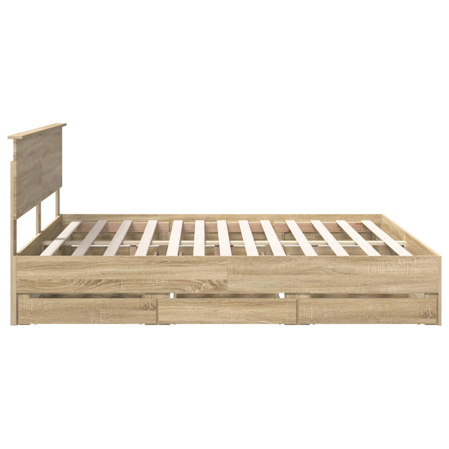 Bedframe met lade Sonoma Eiken 200 x 200 cm Ingenieurshout