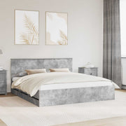 Bedframe met lade beton grijs 200x200 cm