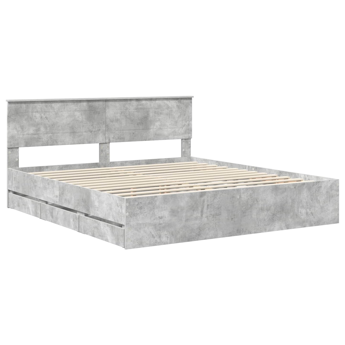 Bedframe met lade Beton Grijs 200 x 200 cm Ingenieurshout