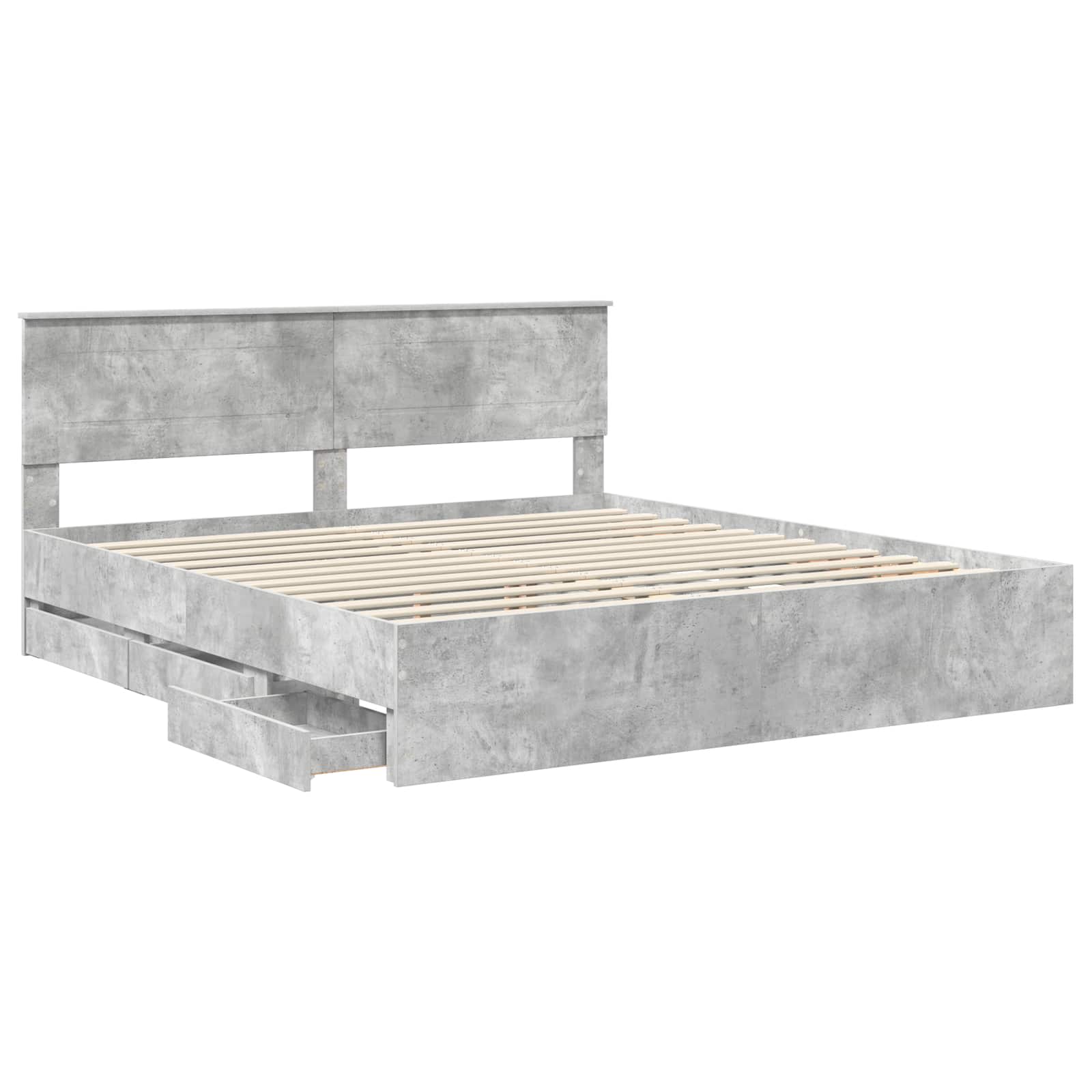 Bedframe met lade Beton Grijs 200 x 200 cm Ingenieurshout