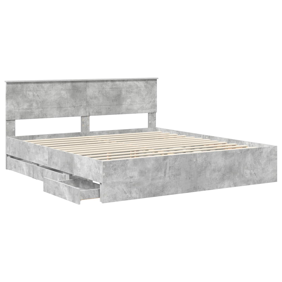 Bedframe met lade Beton Grijs 200 x 200 cm Ingenieurshout