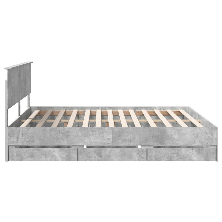 Bedframe met lade Beton Grijs 200 x 200 cm Ingenieurshout