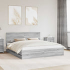 Bedframe 200x200 cm grijs met lade
