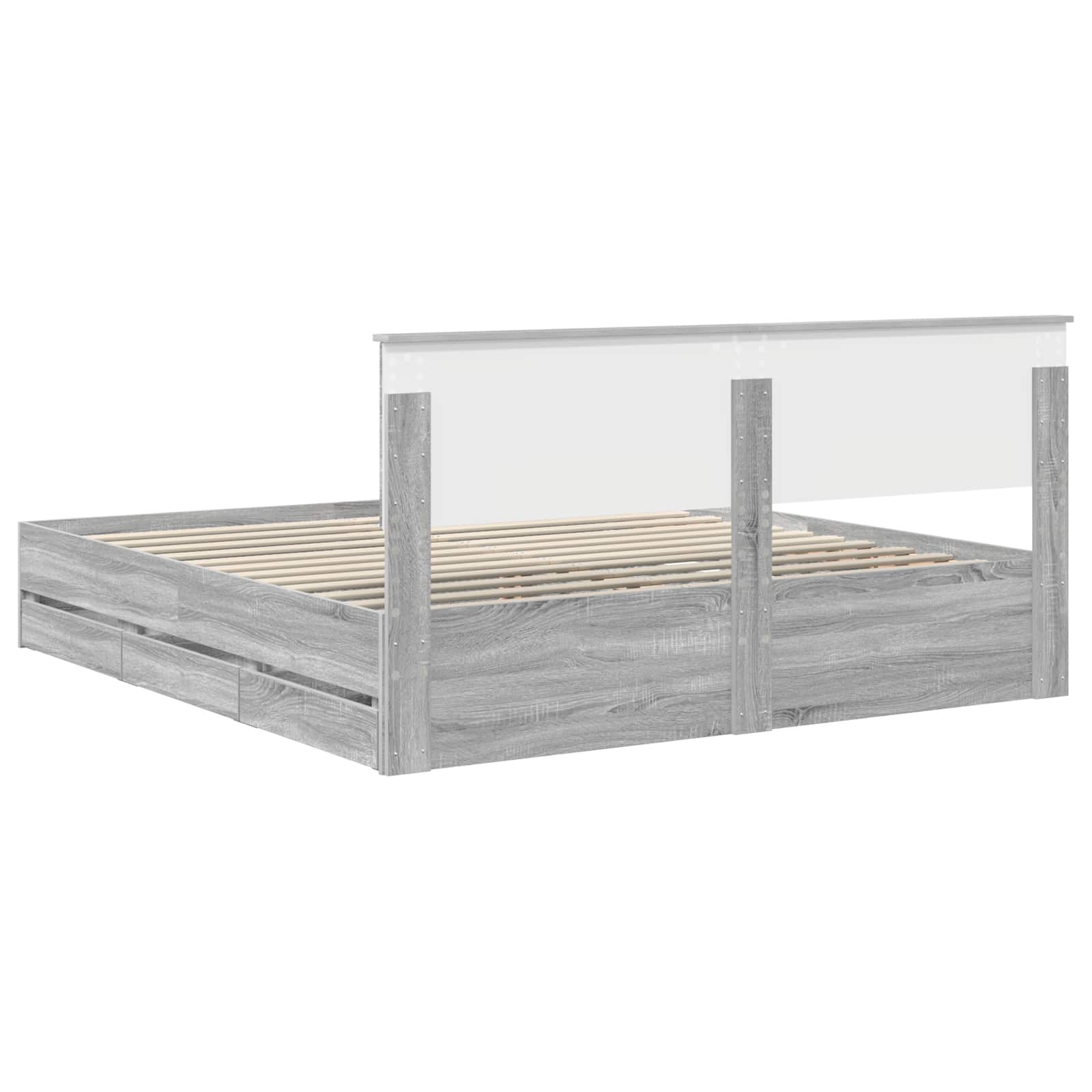 Bedframe met lade Grijs Sonoma 200 x 200 cm Ingenieurshout