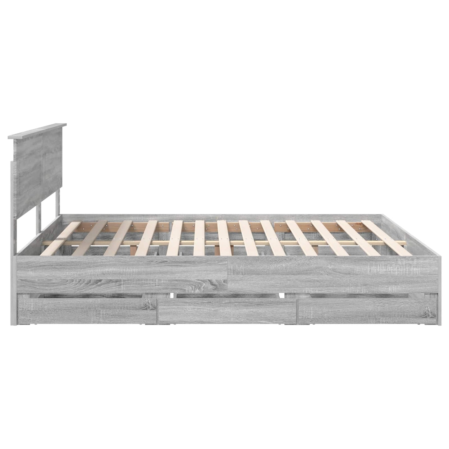 Bedframe met lade Grijs Sonoma 200 x 200 cm Ingenieurshout