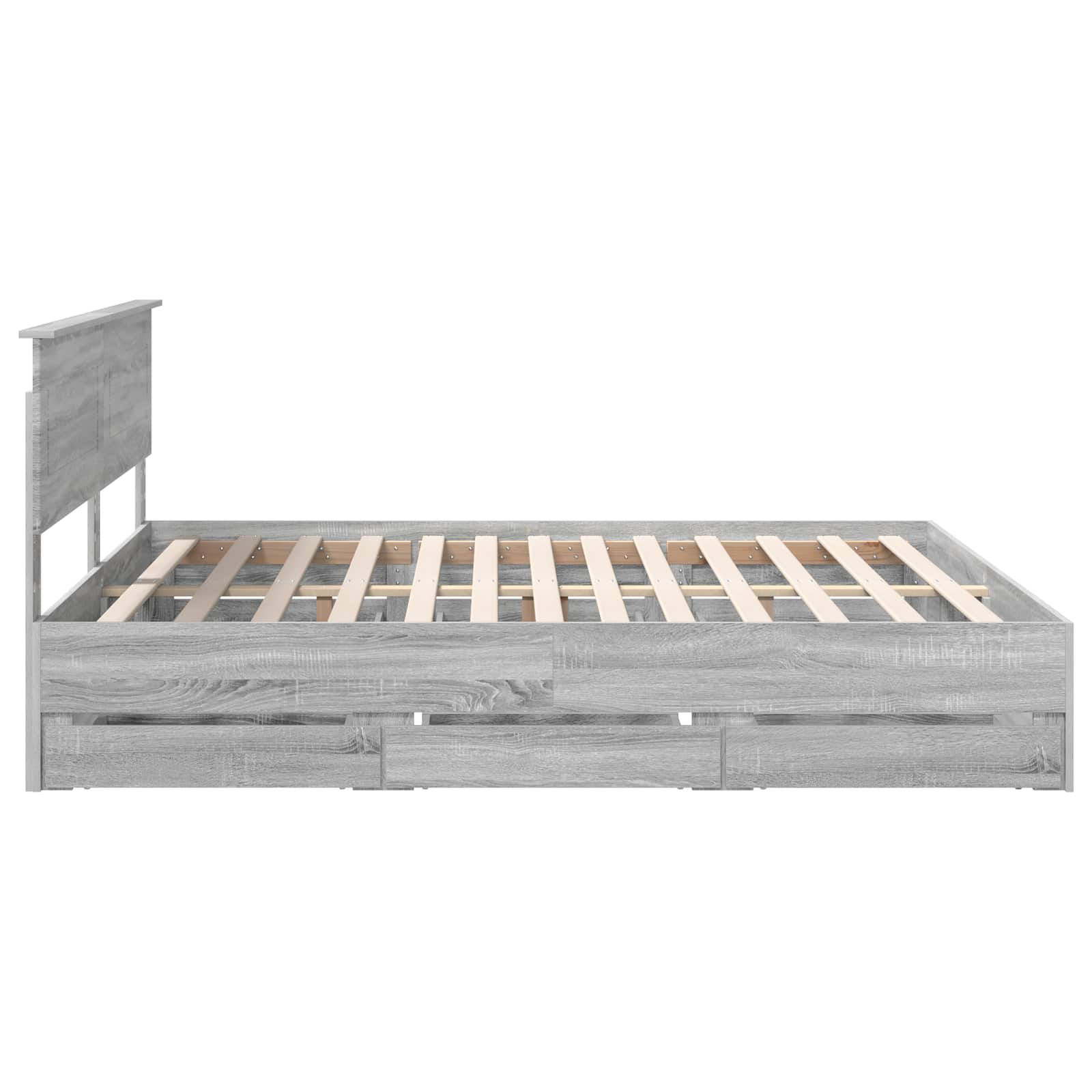Bedframe met lade Grijs Sonoma 200 x 200 cm Ingenieurshout