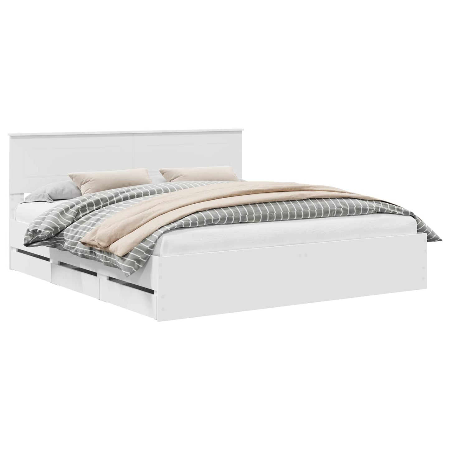 Bedframe met lade met opslag Wit 180 x 200 cm Ingenieurshout