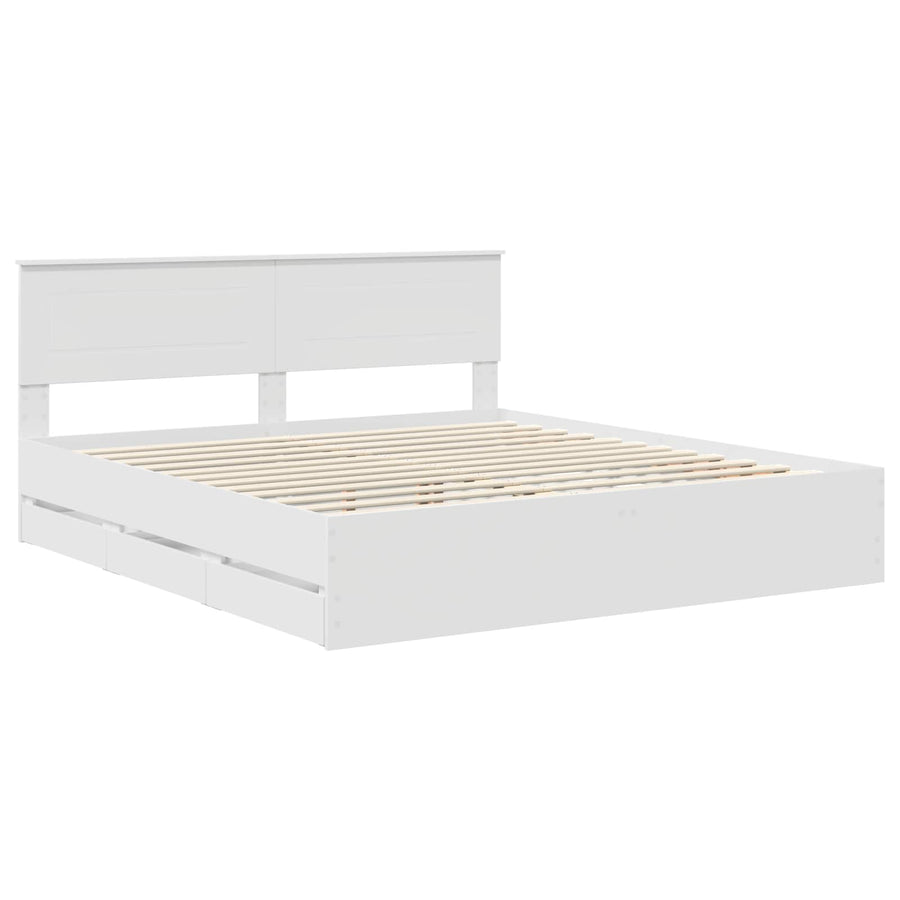 Bedframe met lade met opslag Wit 180 x 200 cm Ingenieurshout