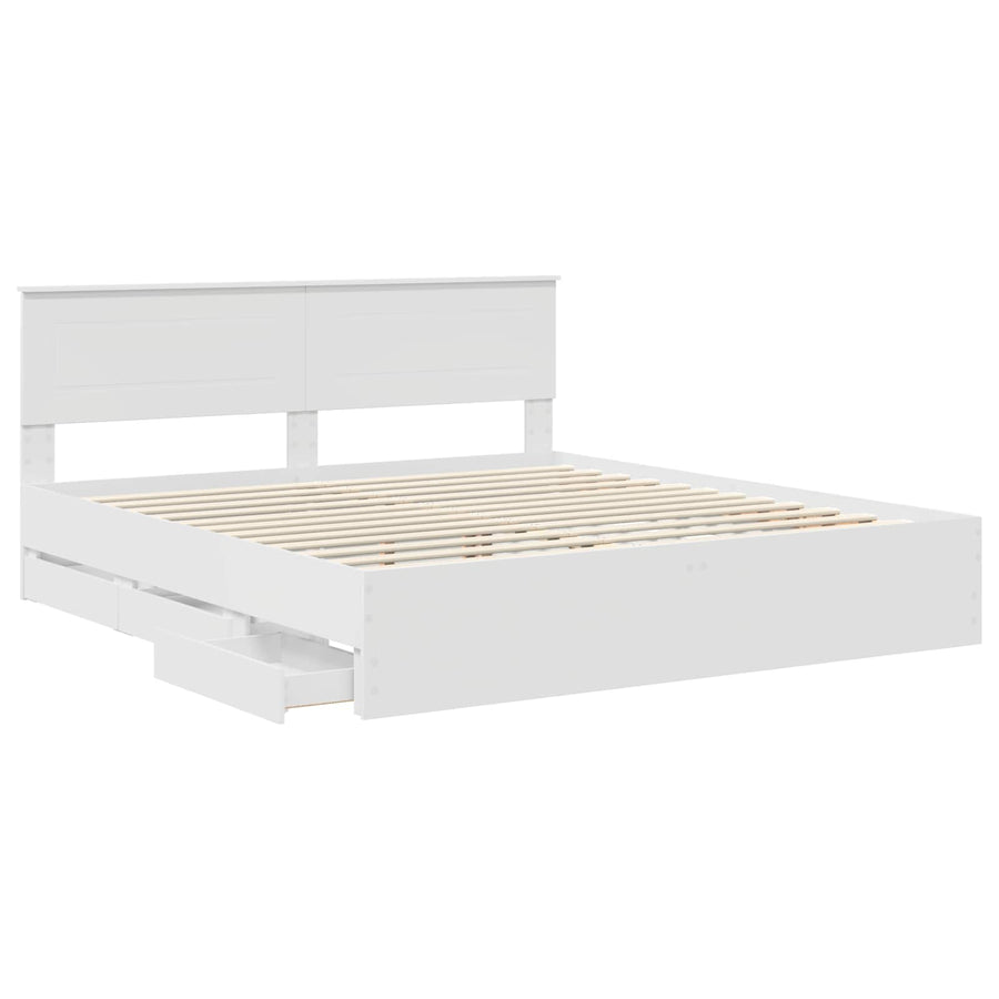 Bedframe met lade met opslag Wit 180 x 200 cm Ingenieurshout