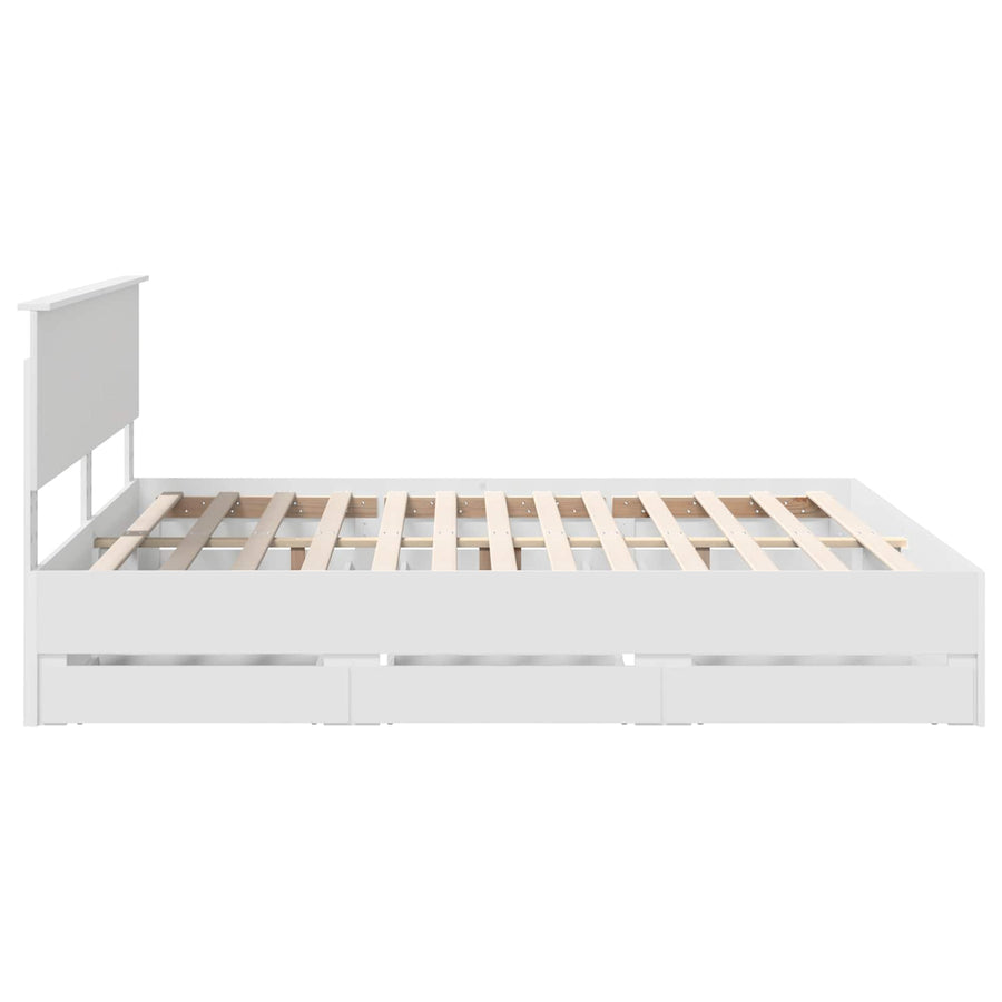 Bedframe met lade met opslag Wit 180 x 200 cm Ingenieurshout