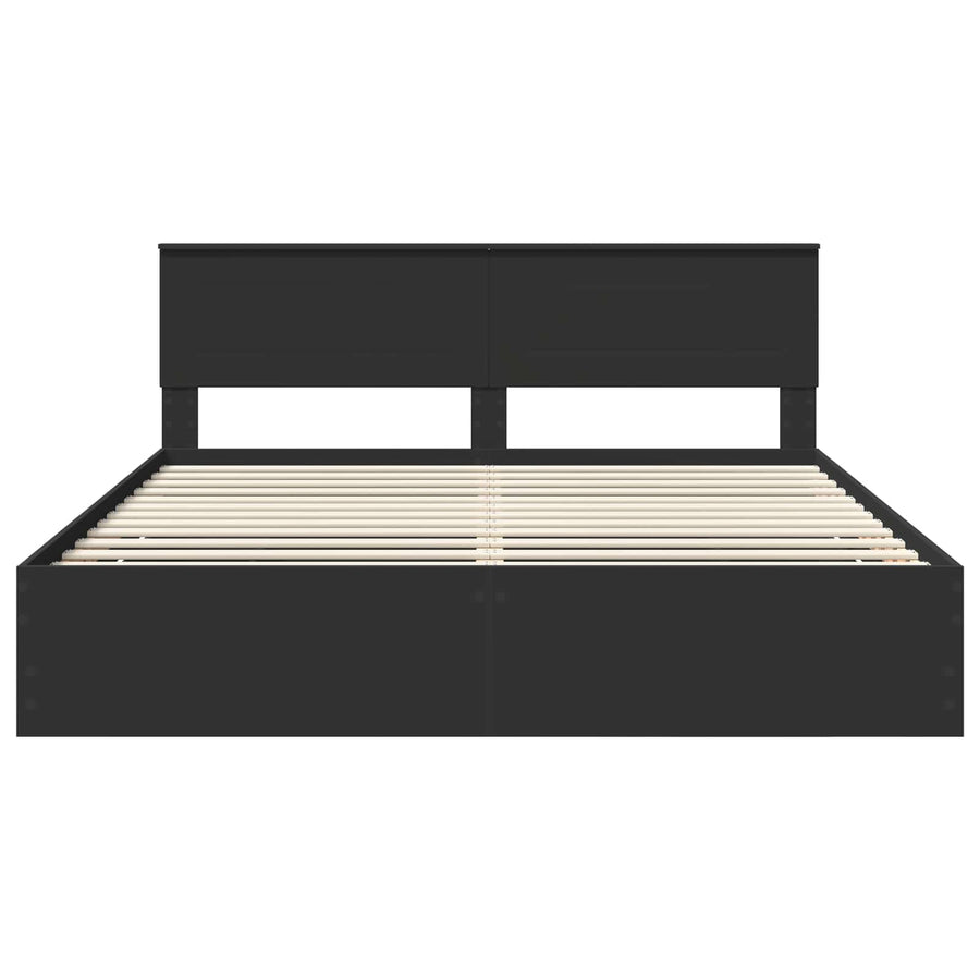 Bedframe met lade met opslag Zwart 180 x 200 cm Ingenieurshout