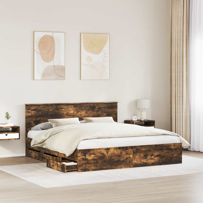 Bedframe met lade Gerookt eiken 180 x 200 cm Ingenieurshout