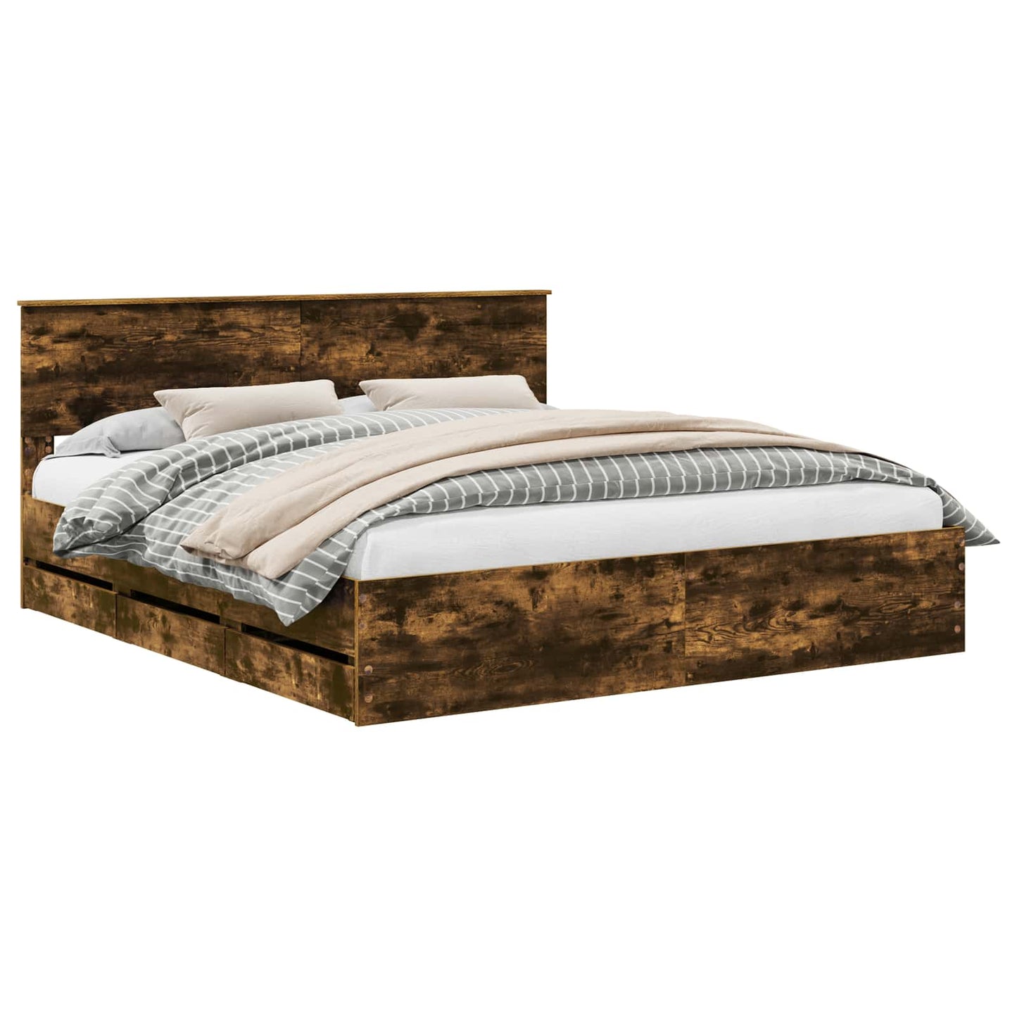 Bedframe met lade Gerookt eiken 180 x 200 cm Ingenieurshout