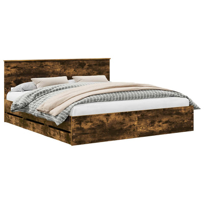 Bedframe met lade Gerookt eiken 180 x 200 cm Ingenieurshout