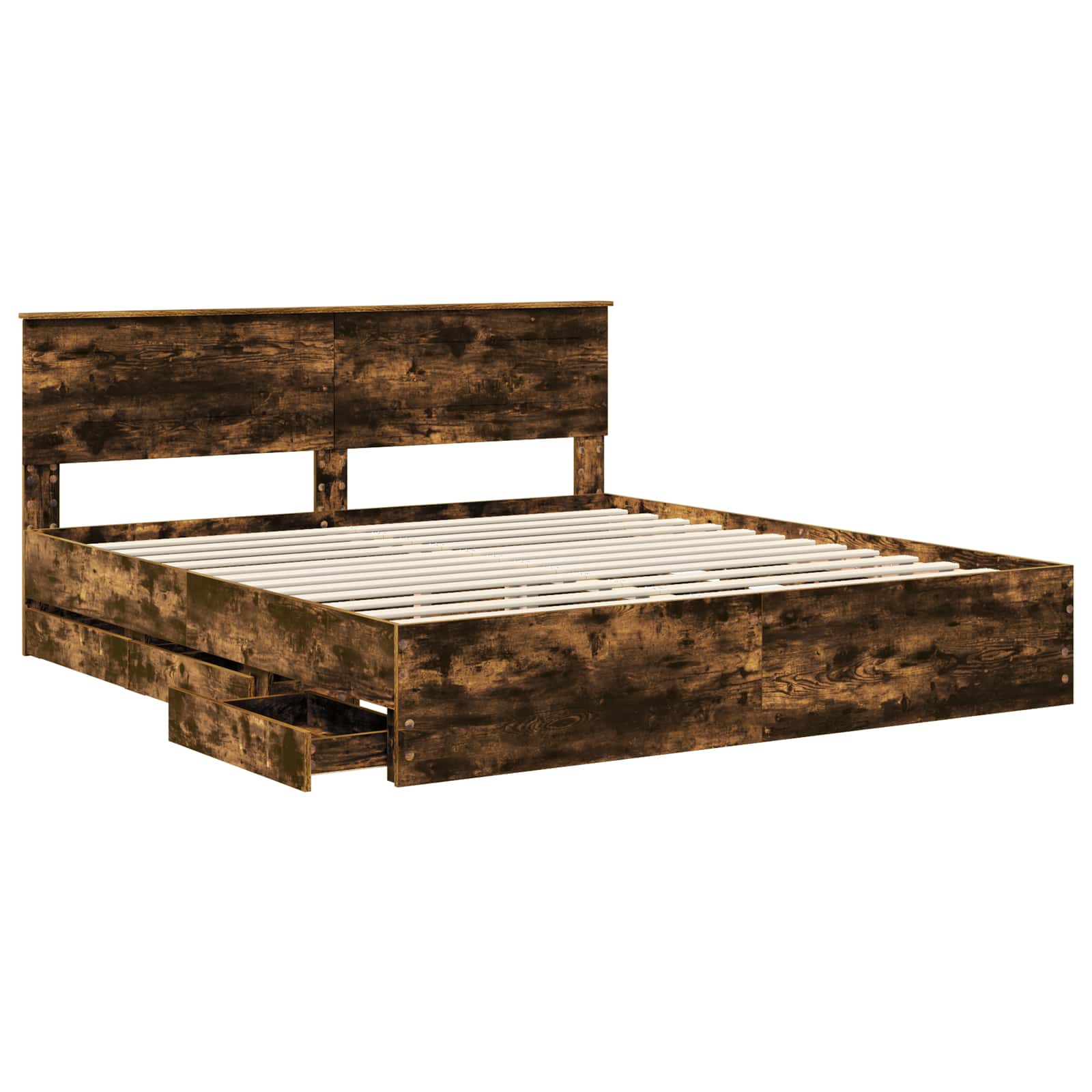 Bedframe met lade Gerookt eiken 180 x 200 cm Ingenieurshout