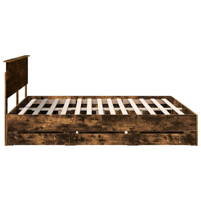 Bedframe met lade Gerookt eiken 180 x 200 cm Ingenieurshout