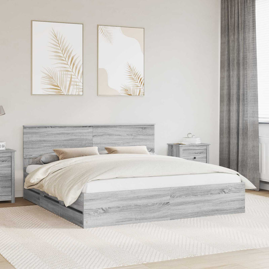 Bedframe met lade Grijs Sonoma 180 x 200 cm Ingenieurshout