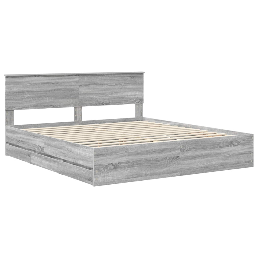 Bedframe met lade Grijs Sonoma 180 x 200 cm Ingenieurshout